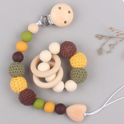 attache tétine perles jaune