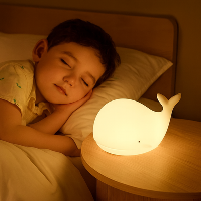 baleine veilleuse rechargeable bébé endormi