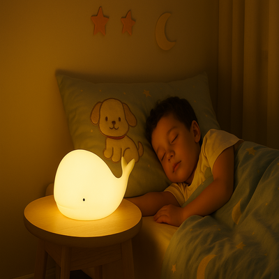 baleine veilleuse rechargeable enfant couché