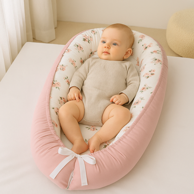 bebe cocon koko fleurs roses avec bébé couche