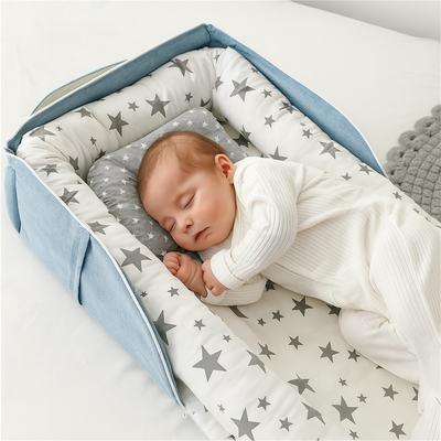 cocon bebe cana blanc avec bébé endormi paisiblement