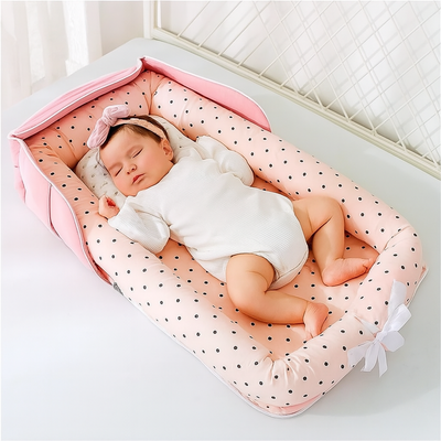 cocon bebe cana rose avec bébé fille endormi