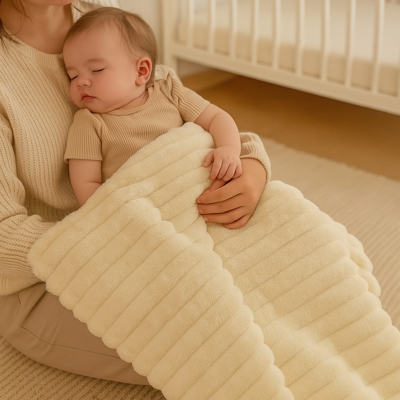 couverture bebe polaire moelleuse beige confortable bebe couvert sur maman