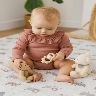 couverture d emmaillotage nid de douceur tracteur étalée bébé assis dessus