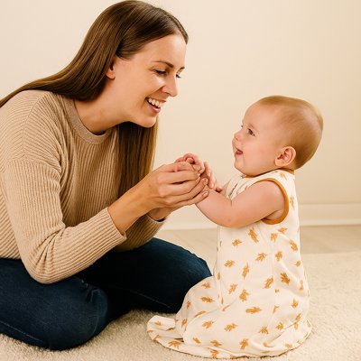 couverture d'emmaillotage vélun epi de ble couvert a bébé qui s'amuse avec maman