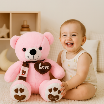 doudou bébé fille boumboune rose rassurant ami de bébé