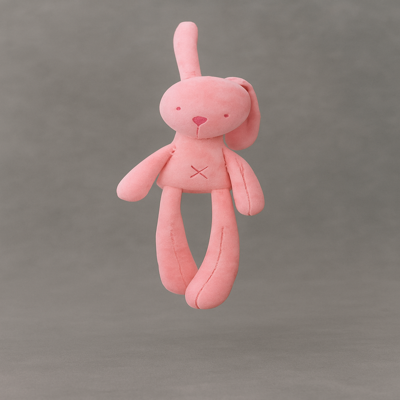 doudou bébé fille pompon lapin rose ami fidèle