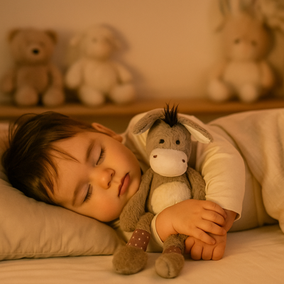 doudou bébé garçon nino âne avec bébé endormi