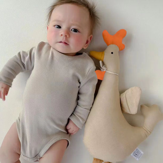 doudou bebe poupée coq ami bébé allongé
