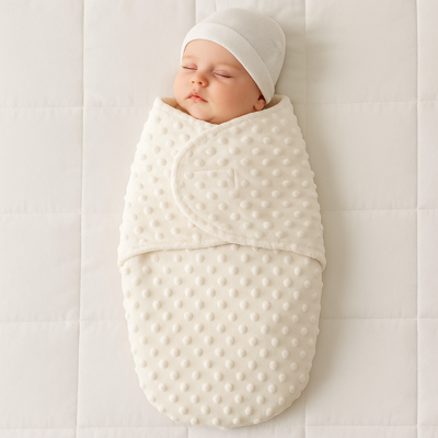 emmaillotage couverture polyester blanc couvert bébé endormi