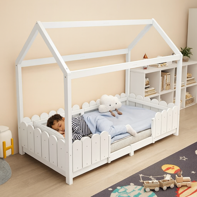 lit au sol bébé polyvalent blanc bébé couché