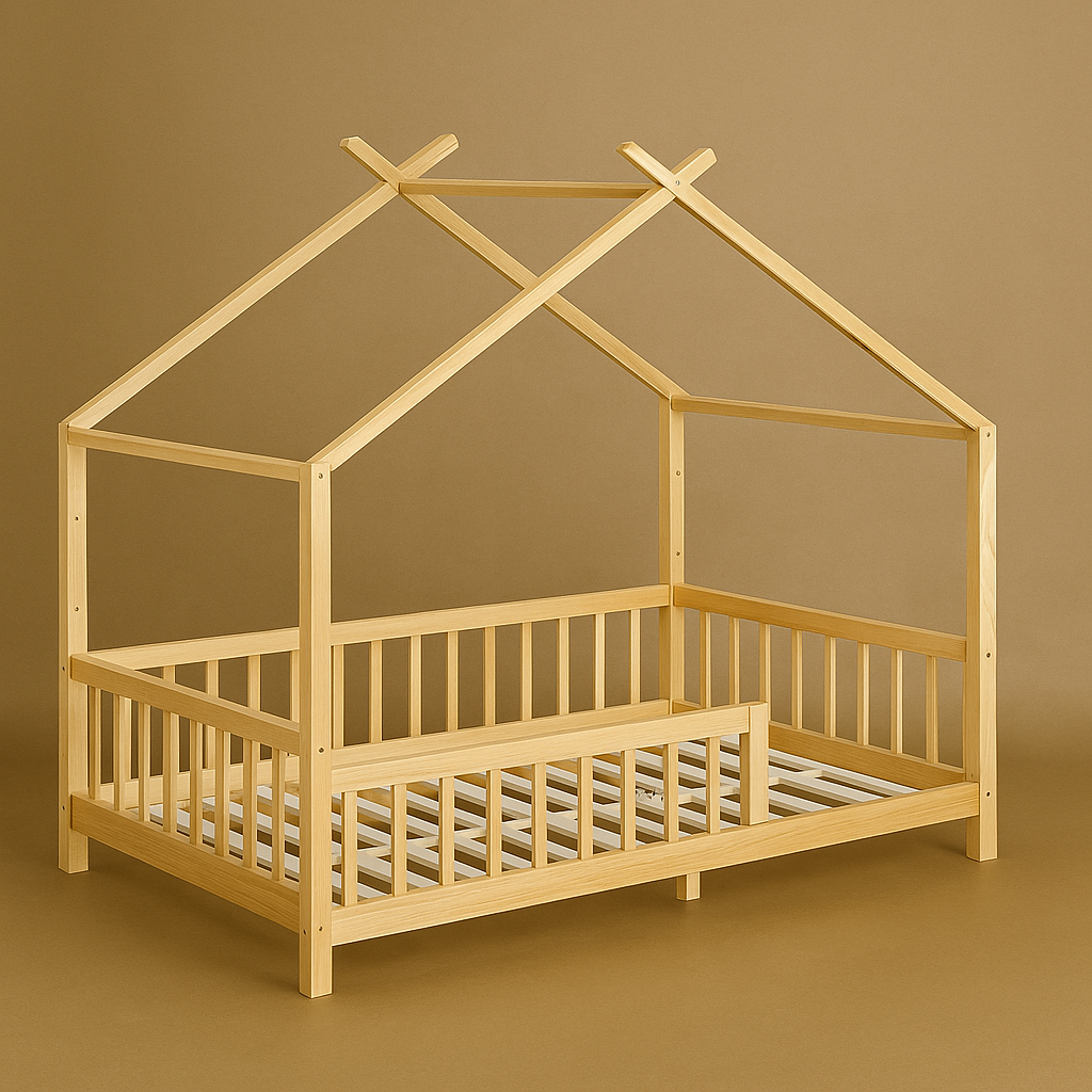 lit au sol bebe style montessori bois naturel confortable