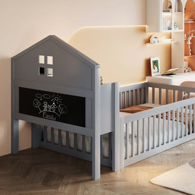 lit au sol pour bebe avec etagere gris etagere