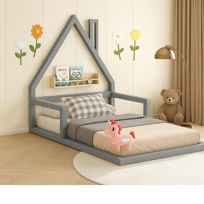 lit au sol unisexe gris confortable