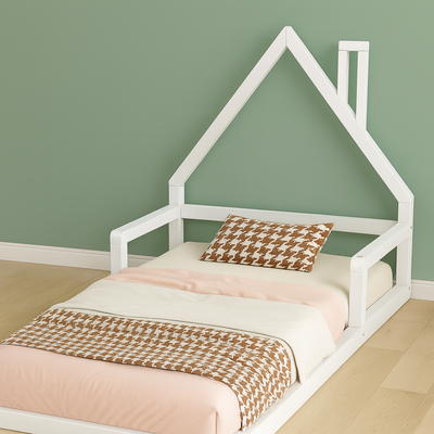 lit au sol unisexe ivoire mur vert