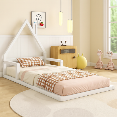 lit au sol unisexe ivoire plateforme