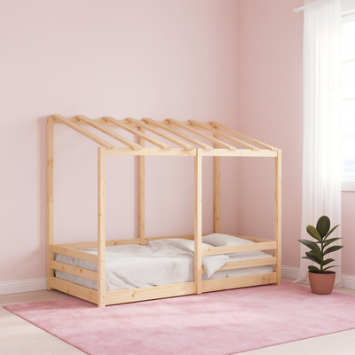 lit bebe au sol maisonnette en pin massif dans decor attrayant