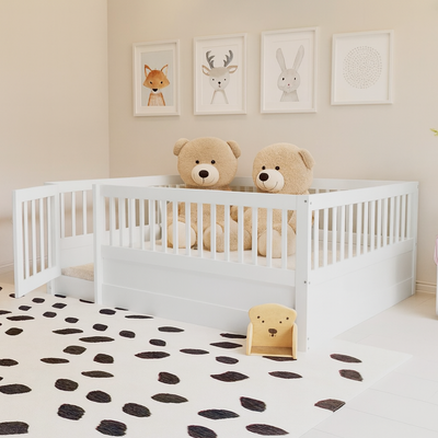 lit enfant au sol transition sécuritaire blanc confortable