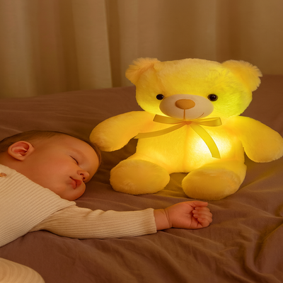 peluche veilleuse ours jaune bebe endormi