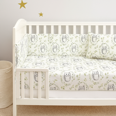 tour de lit bebe confortable hiboux dans berceau