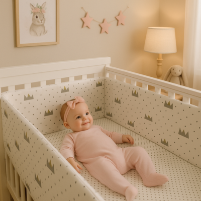 tour de lit pour bebe luma couronne bébé couché dans son berceau