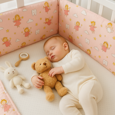 tour de lit respirant zéphir frais bébé couché avec nounours