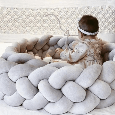 TOUR DE LIT TRESSĂ | 4 BRINS GRIS - BABYSTORE - BKAM