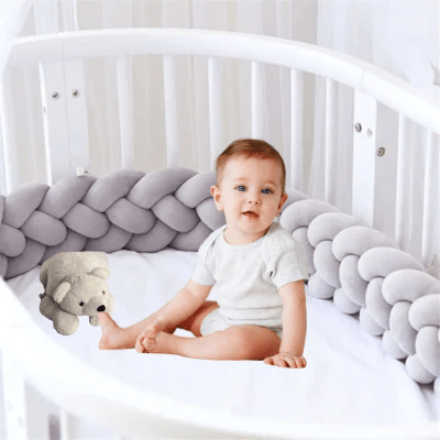TOUR DE LIT TRESSĂ | 4 BRINS GRIS - BABYSTORE - BKAM