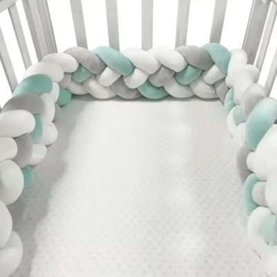 TRESSE DE LIT BEBE | 4 BRINS VERT - GRIS - BLANC - BABYSTORE - BKAM