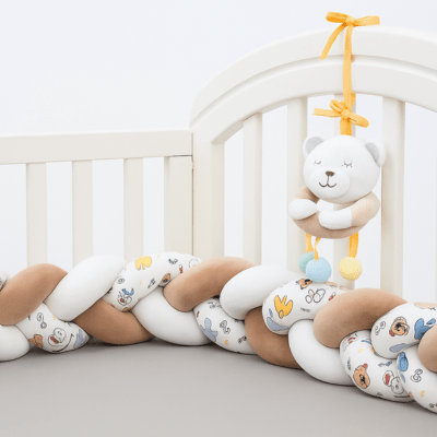 TRESSE DE LIT BEBE | DESSIN ANIMĂ MARRON - BLANC - BABYSTORE - BKAM