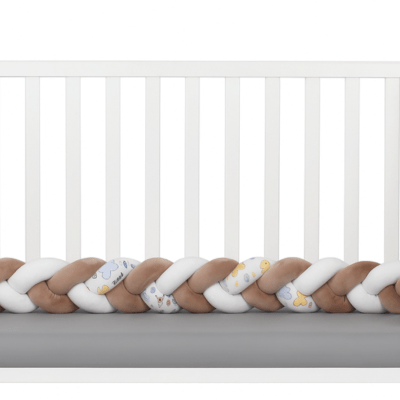 TRESSE DE LIT BEBE | DESSIN ANIMĂ MARRON - BLANC - BABYSTORE - BKAM