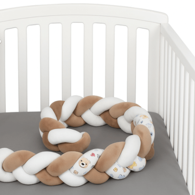 TRESSE DE LIT BEBE | DESSIN ANIMĂ MARRON - BLANC - BABYSTORE - BKAM
