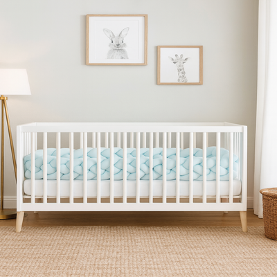 tresse de lit bleu 4 brins dans berceau