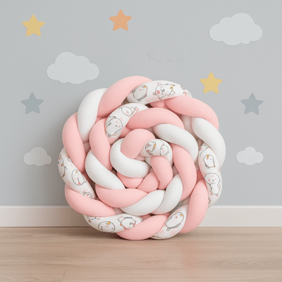 TRESSE DE LIT | DESSIN ANIMĂ ROSE - BLANC - BABYSTORE - BKAM