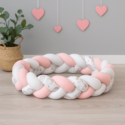 TRESSE DE LIT | DESSIN ANIMĂ ROSE - BLANC - BABYSTORE - BKAM