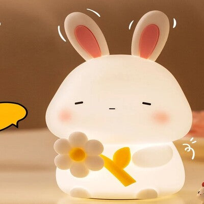 veilleuse lapin apaisante avec fleur