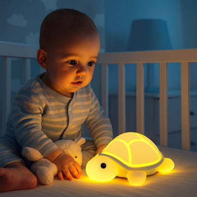 veilleuse tortue douce lumiere enfant assis
