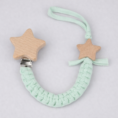 attache tetine bois sécurisée vert