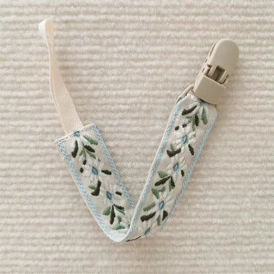 attache tetine chaine de sucette feuille verte