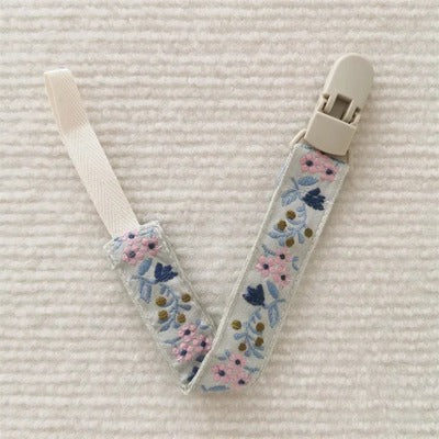 attache tetine chaine de sucette fleur rose