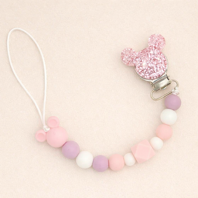 attache tetine clips de sucette rose
