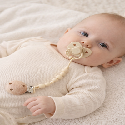 attache tetine silicone bébé couché