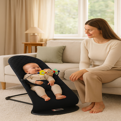 balancelle bebe berceuse sérénité noir enfant avec sa maman assise