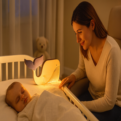 baleine veilleuse bois bébé avec maman