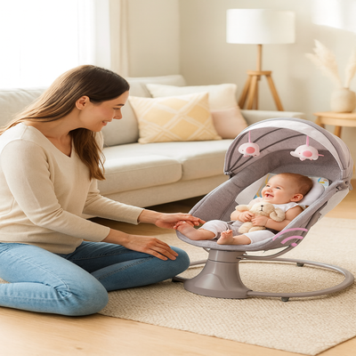 bebe confort transat apaisant rose pale maman avec enfant