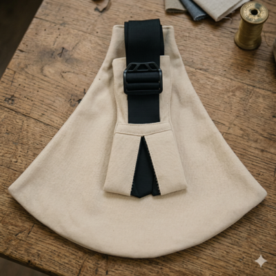 bebe porte en echarpe sécuritaire beige adorable