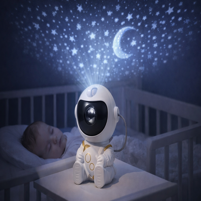 bebe projection plafond astronaute avec enfant couché