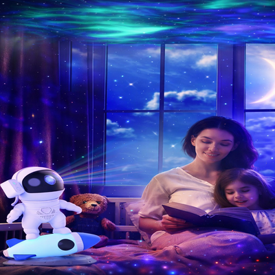 bebe projection plafond astronaute de fusée maman lit avec enfant