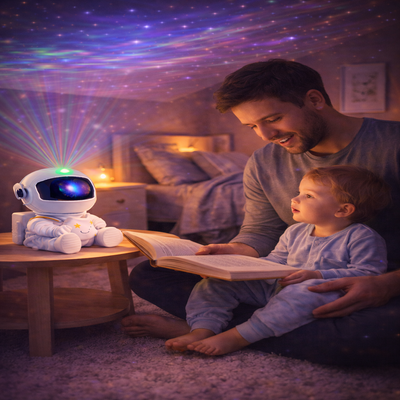 bebe projection plafond étoile de galaxie papa avec enfant