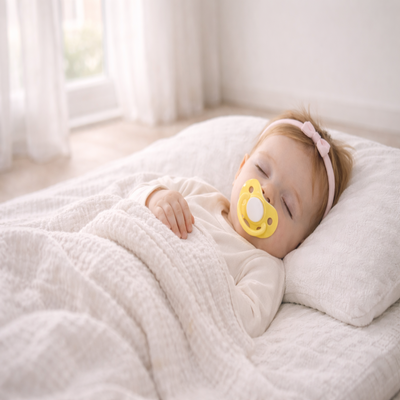 bebe sucette douce jaune enfant allongé
